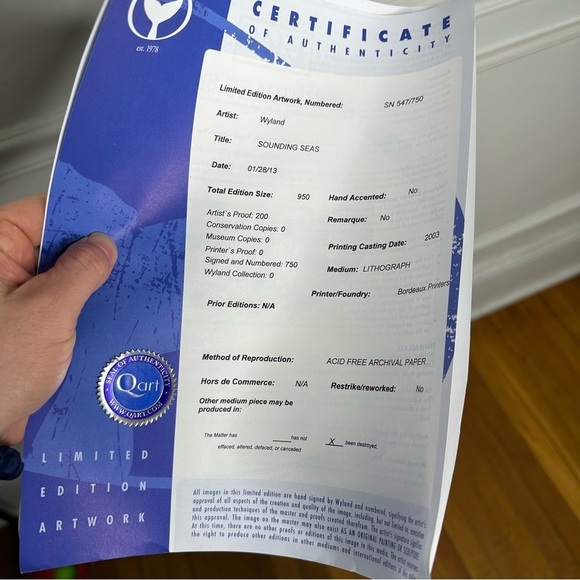 Sounding Seas Limited Edition Lithograph by Wyland Signed 23.5x19.5 - Picture 4 of 8